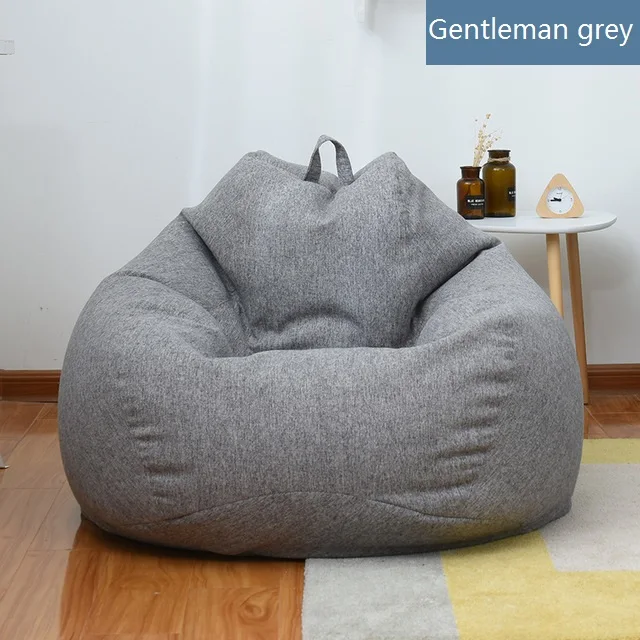 Маленький ленивый мешок фасоли диван крышка 70*80 см без обивки из льна для стула фасоли мешок диван татами гостиная мебель - Цвет: Темно-серый