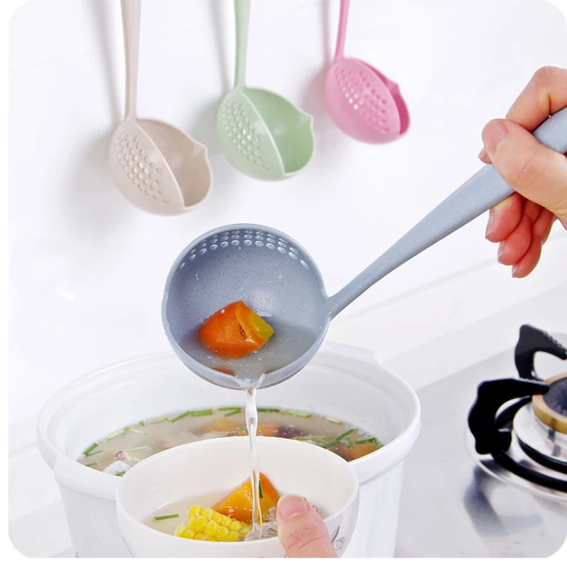 Горячая 2 в 1 длинная ручка ложка для супа домашнее сито для приготовления пищи дуршлаг кухонный ковш пластиковый ковш посуда lw0313348