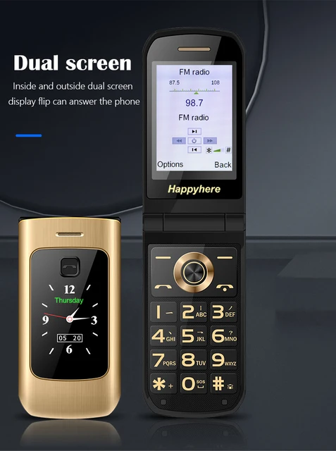 Unlocked Flip Mobile Phones Dual Screen Speed Dial Celular Sos Mp3 Fm Radio  Camera Torch Push-button Keyboard Cheap Cell Phone - Mobile Phones -  AliExpress