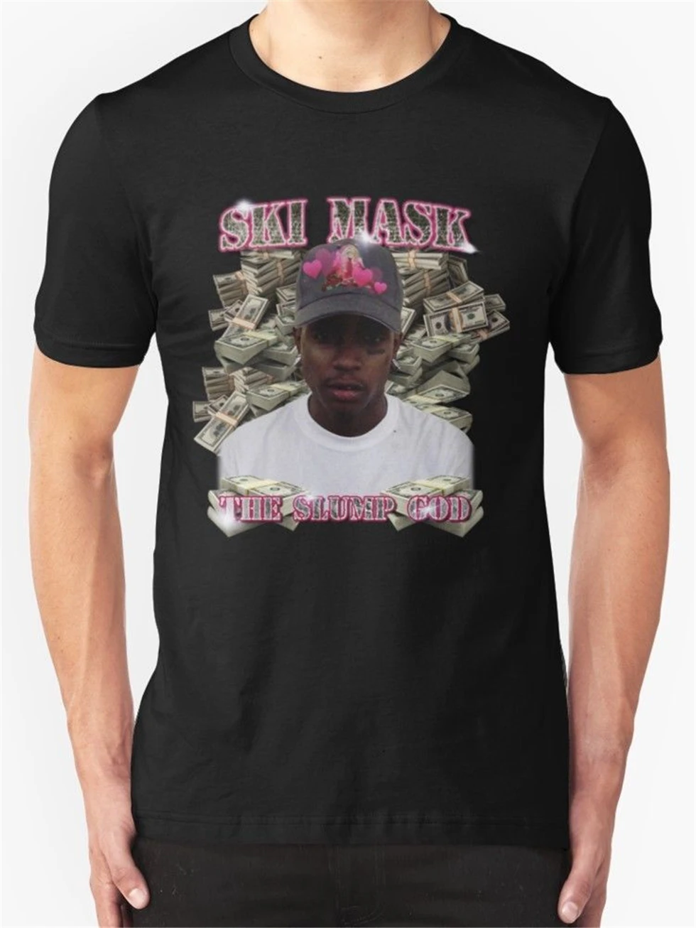 Новая Лыжная маска The Slump God Stacks &amp Racks Tee Мужская футболка Черная свободная размер |