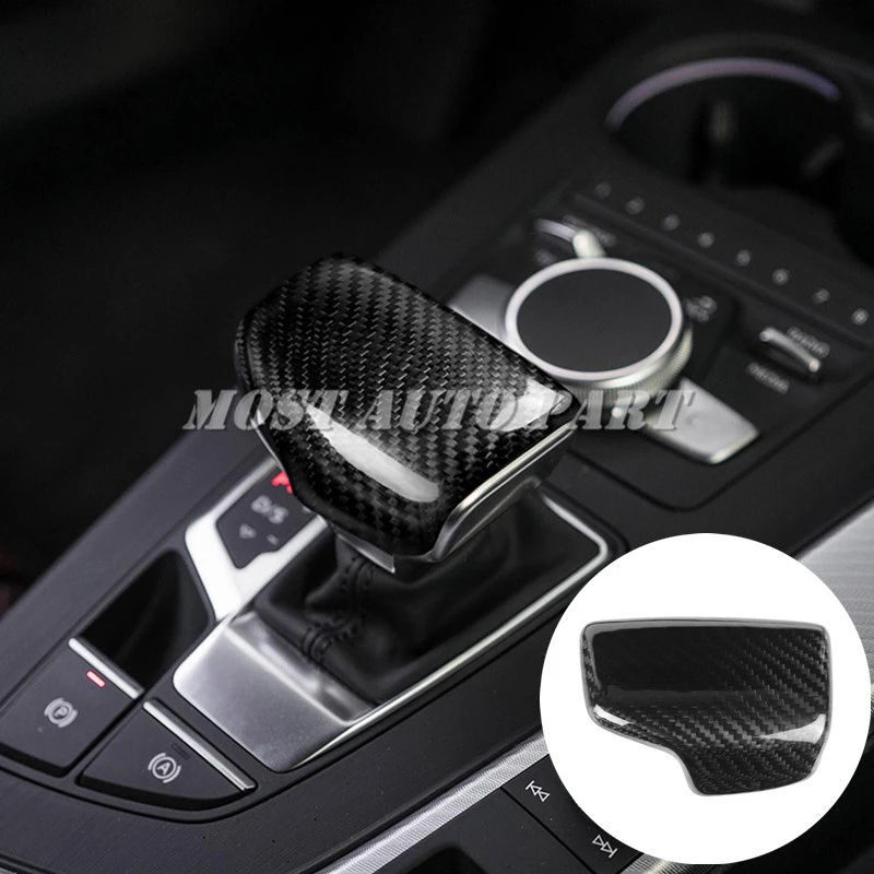 Carbon Fiber Center Console Gear Shift Knob Trim Cover For Audi A4 S4