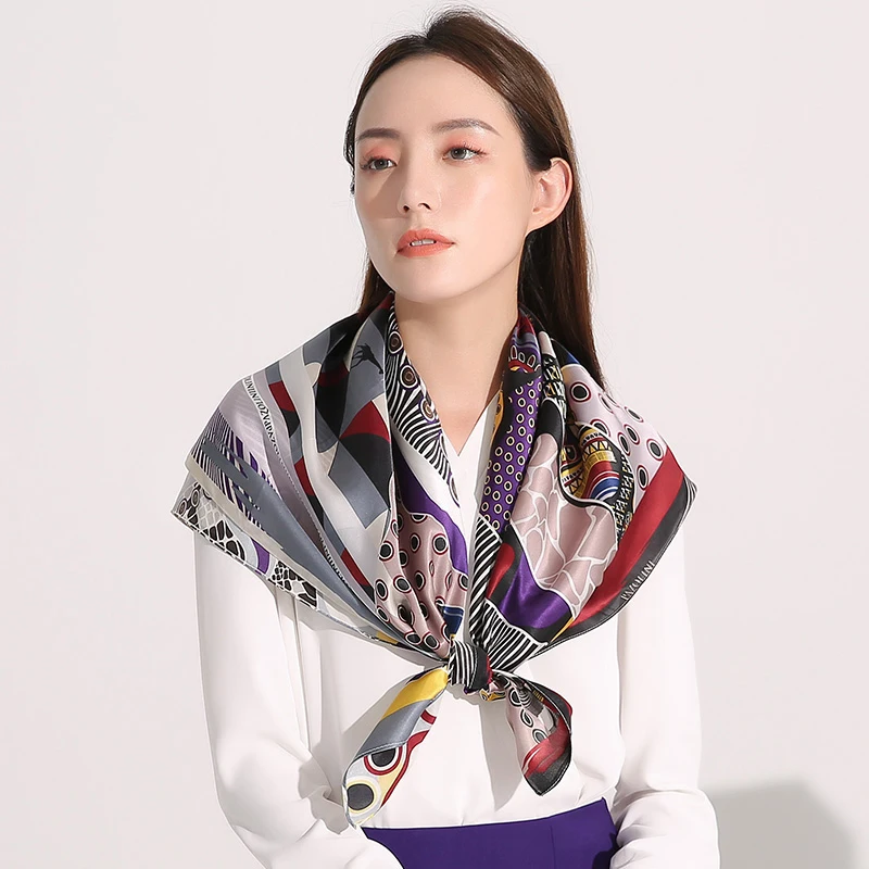 

Women 100% Real Silk Square Scarf for Christmas Day Gift Hangzhou Pure Silk Neckscarf Wraps Present Square Silk Scarves Bandanas