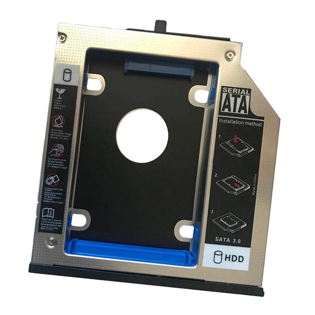 12.7mm SATA To SATA 2nd HDD Hard Drive Caddy For IBM Lenovo Thinkpad T510 W510 Aluminum