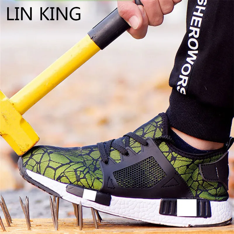 

LIN KING New Design Safety Work Boots Women Men Anti-Smashing Steel Toe Boots Unisex Construction Shoes Safety Boots Sneakers