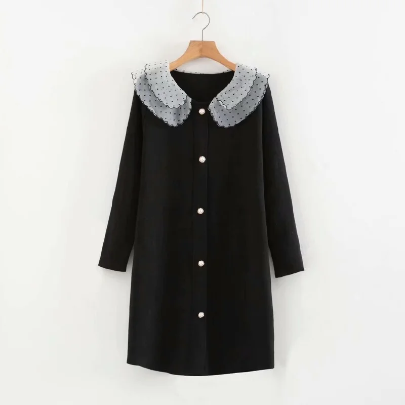 Женское трикотажное мини платье в горошек|Платья| |