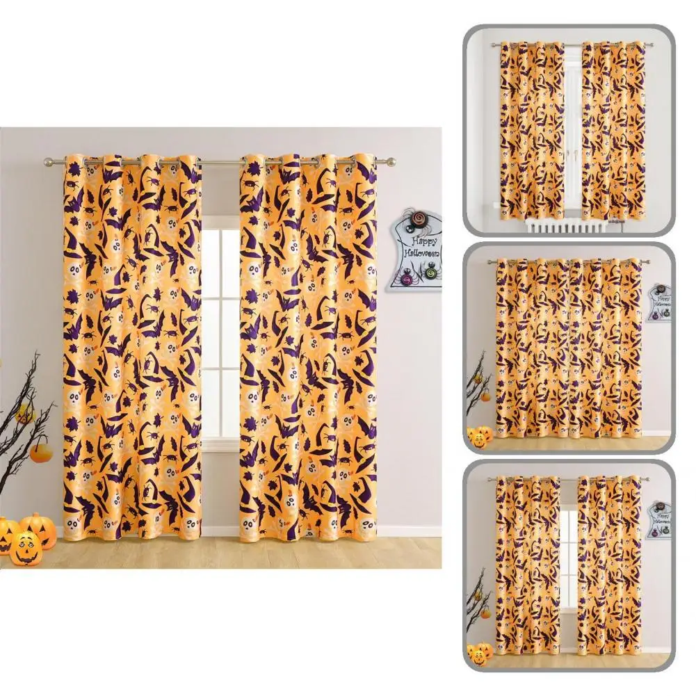 Beautiful Tulle Drape Perforated Light Filtering Long Lasting Trick or Treat Bat Pattern Window Sheer Treatment | Дом и сад
