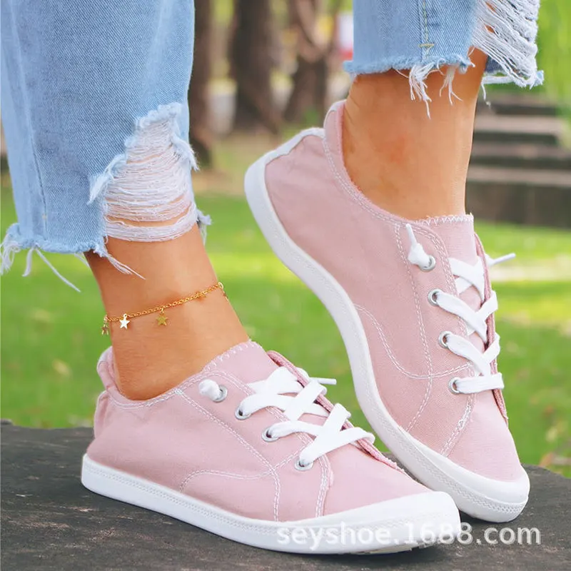 Plus Size 43 Women Shoes Spring Autumn Canvas Sneakers Female Slip-on Shoe Flats Gilr's Moccasin - Vulcanize Shoes - AliExpress