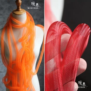 

Elastic pipe designer Accessories Orange Red DIY Wedding decor Skirt fashion modelling design Designer Fabric 100cm/piece