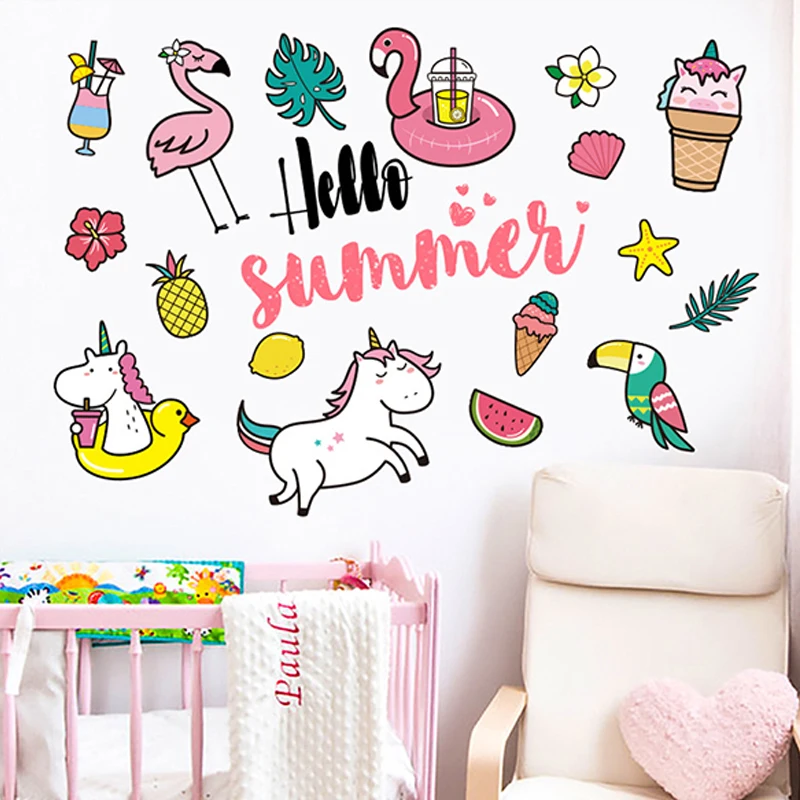 

Creative Unicorn Sticker Cartoon PVC Children's Room Wall Decoration Refrigerator Door Cabinet Cartoon Animal Fun Wall Sticker