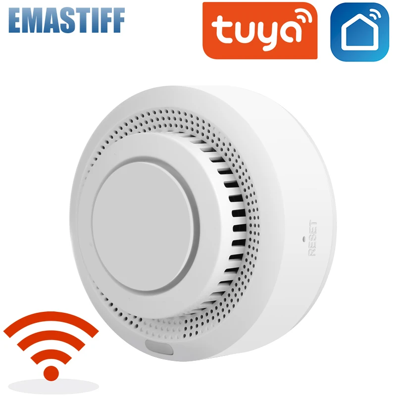 Tuya WIFI Sensor de humo/independiente de humo alarma fuego Detector sensible ALARMA DE SEGURIDAD PARA EL HOGAR Detector de humo equipo de fuego