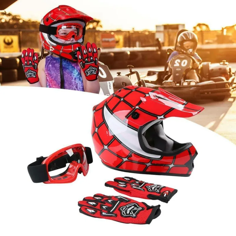 Мото rcycle DOT Youth детский шлем красная сетка Moto cross внедорожный очки + перчатки