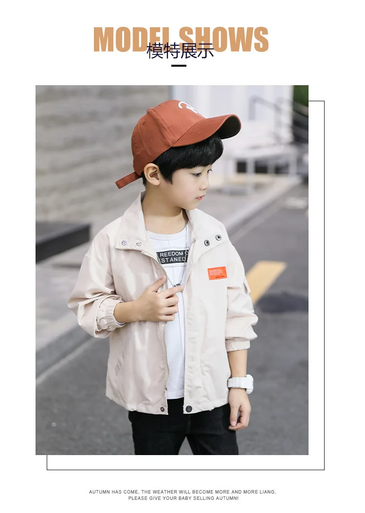 Autumn Jacket for Boys Kids 4 6 8 10 12 Years Children Long Sleeve Teenage Clothes Big Boys Chinese Language Coat Boys Outerwear