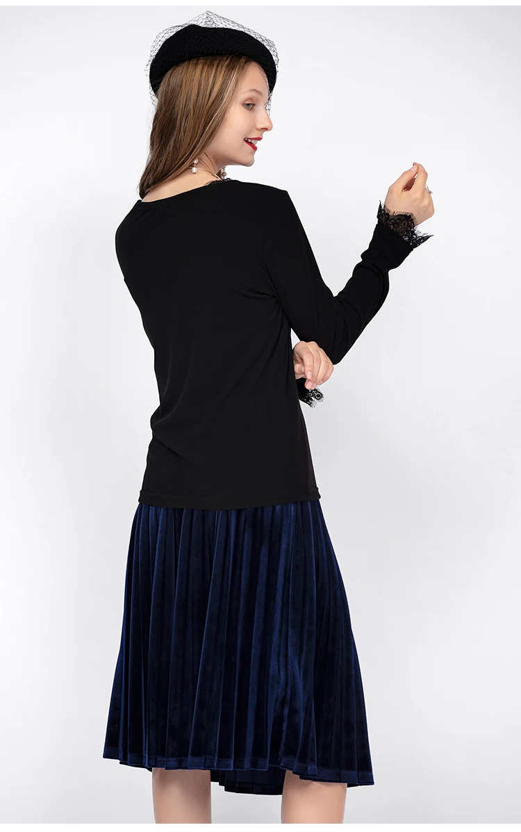 Осенняя Весенняя женская блузка размера плюс 5XL-l кружевная Черная Женская рубашка с v-образным вырезом и длинным рукавом Женские Топы Camiseta Mujer Haut Femme