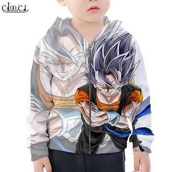 

CLOOCL Anime Dragon Ball Goku Zipper Hoodies 3D Print Boy Girl Children Zipper Hooded Casual Fashion Naughty Pullover