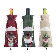Christmas Drawstring Decoration Wine Bottle Cover Dining Table Family Party Decoration Santa Claus / Snowman