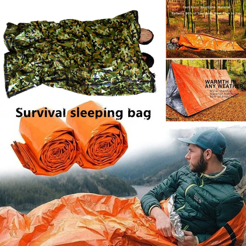 Emergencia saco de dormir thermal impermeable para exterior camping supervivencia senderismo carpa 