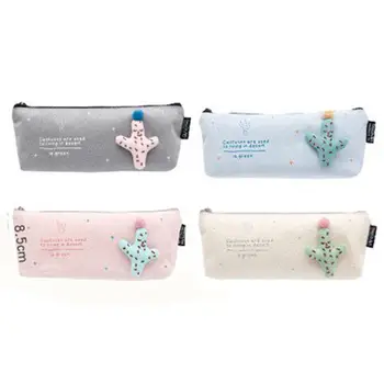 

Cartoon Cactus Pencil Storage Bag School Stationery Random Color