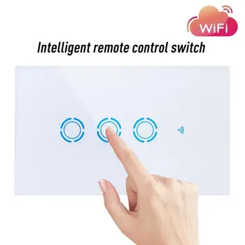 

WiFi Smart Touch Switch eWeLink US/EU/UK Standard 1/2/3 Gang Glass Crystal Touch Panel Wall Light Switch Work With Amazon Alexa