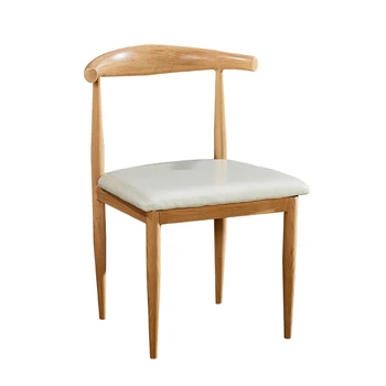 

Iron horn chair Nordic imitation solid wood simple milk tea dessert coffee restaurant table and chair combination home back stoo