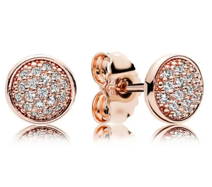 

Original 925 Sterling Silver Earring Rose Dazzling Droplets With Crystal Stud Earring For Women Wedding Gift Fashion Jewelry