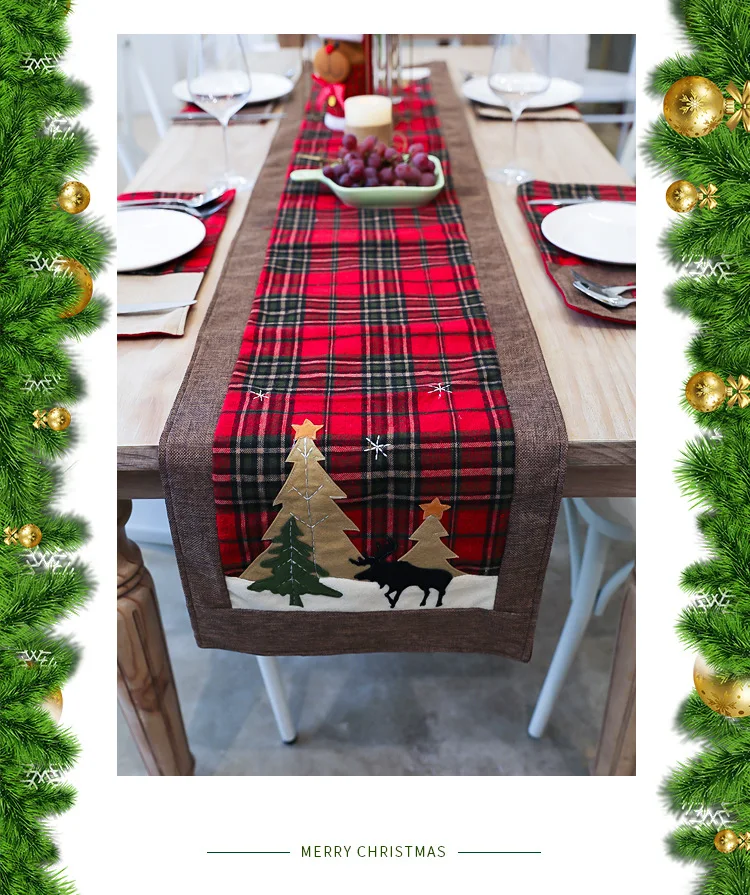 Рождественская елка настольное дорожка Европа красный зеленый плед настольная дорожка s для свадьбы Рождественская вечеринка украшение на стол для дома Коврики скатерти