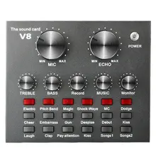 Carte son externe V8 Live, mélangeur Audio, USB externe, casque, Microphone, ordinateur portable, carte son externe universelle