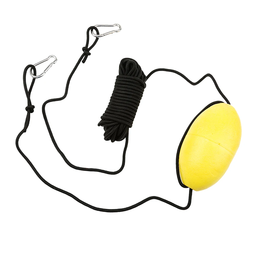 Fluo Yellow Swim Bubble Safety Buoy Float with Orange Kayak Anchor Throw Tow Rope Line Water Swim Buoy