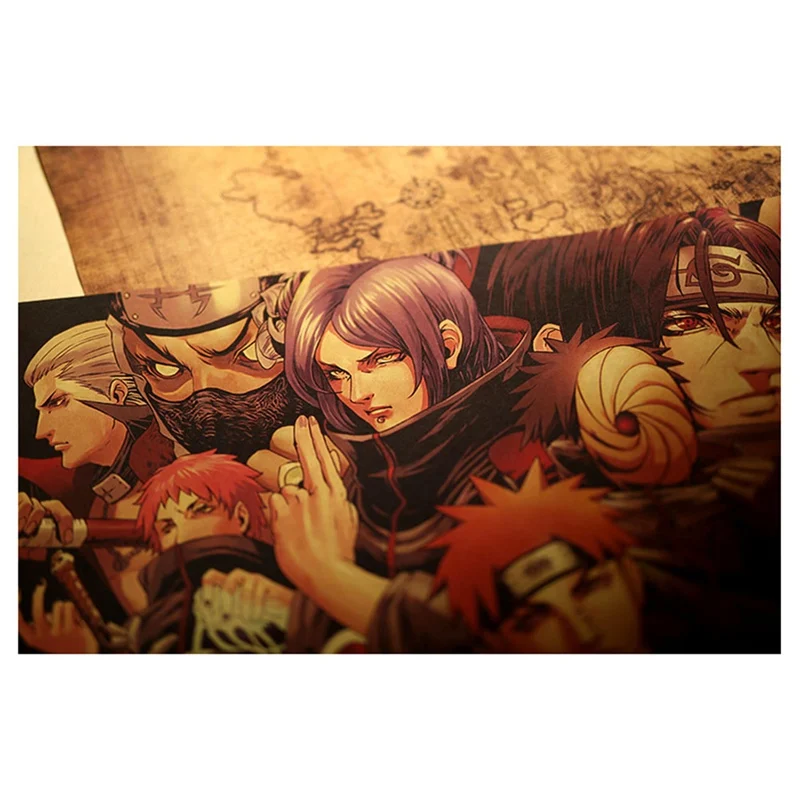 Винтажный мультфильм аниме постер Naruto бар Детская комната Домашний декор комиксы Наруто бумага для поделок В Стиле Ретро Живопись 51*35 см