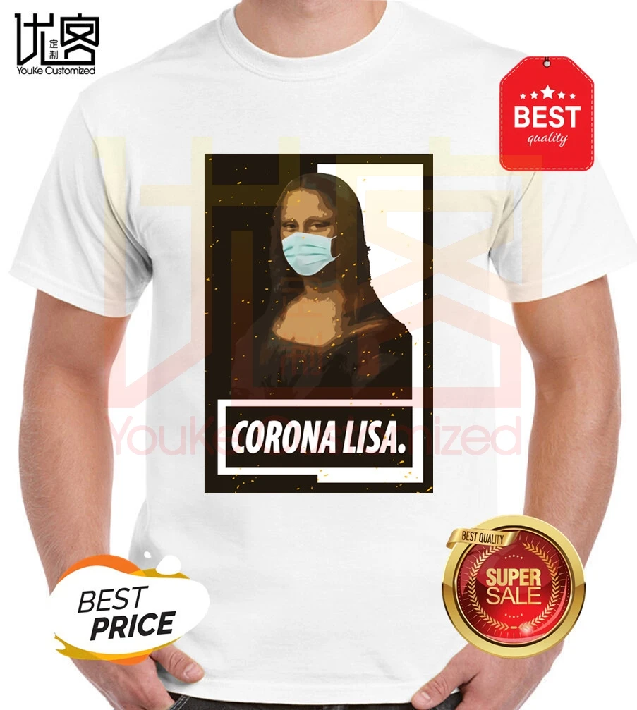 

Corona Lisa T-Shirt Virus 2020 T-Shirt men's women's 100% cotton short sleeves tops tee printed Crewneck casual t-shirt