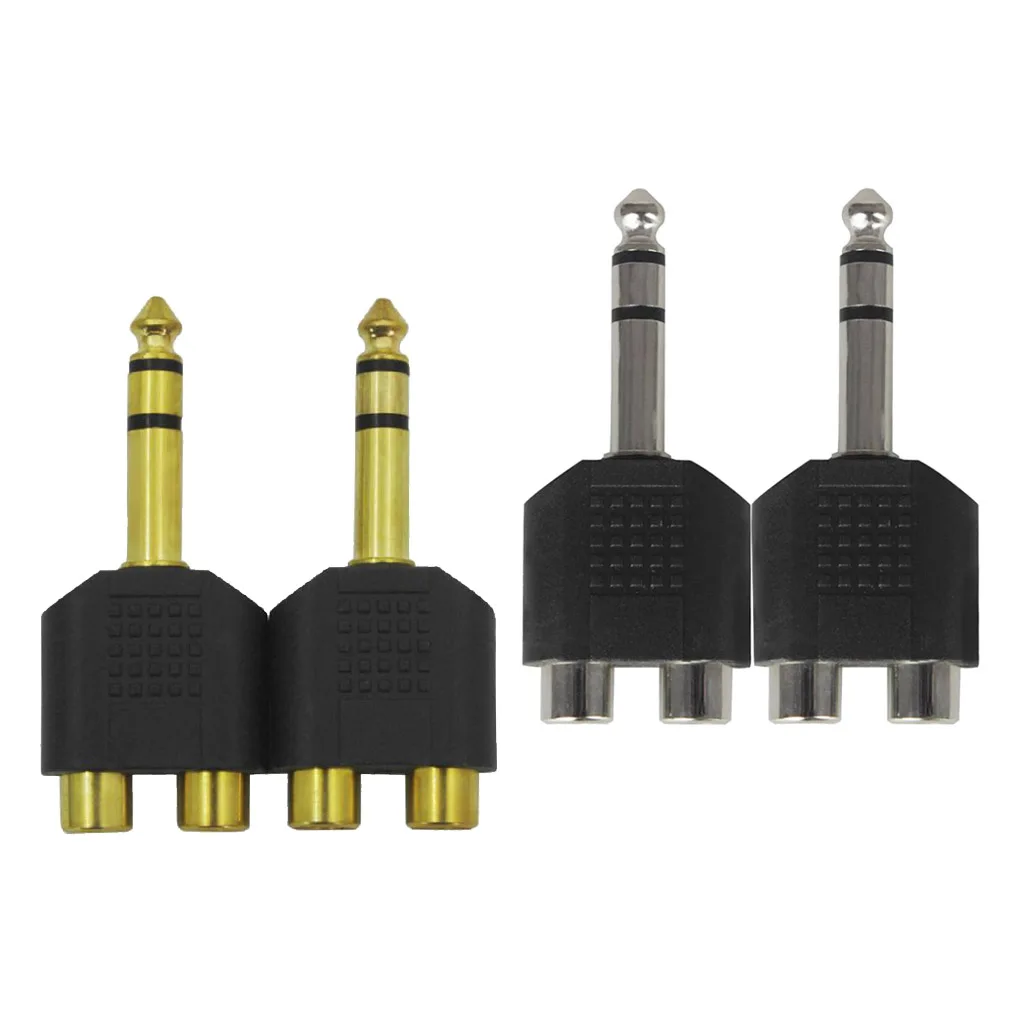 6.35mm Headphone Mic Audio Cable Converter Adapter 1 Male To 2 Female