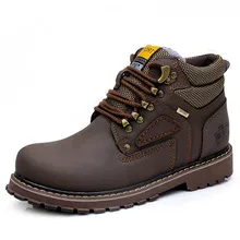Г. Зимние ботинки из натуральной кожи мужские большие размеры: 38-47, Теплые ботильоны мужские высококачественные осенние коричневые безопасные Туфли botas hombre