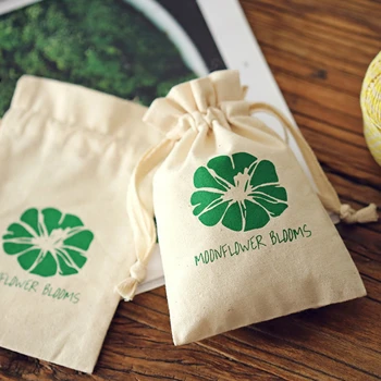 

50PCS Cotton Gift Bags Packaging Jewelry Drawstring Pouches Makeup Party Wedding Gift Storage Custom Reusable Sachet Print Logo