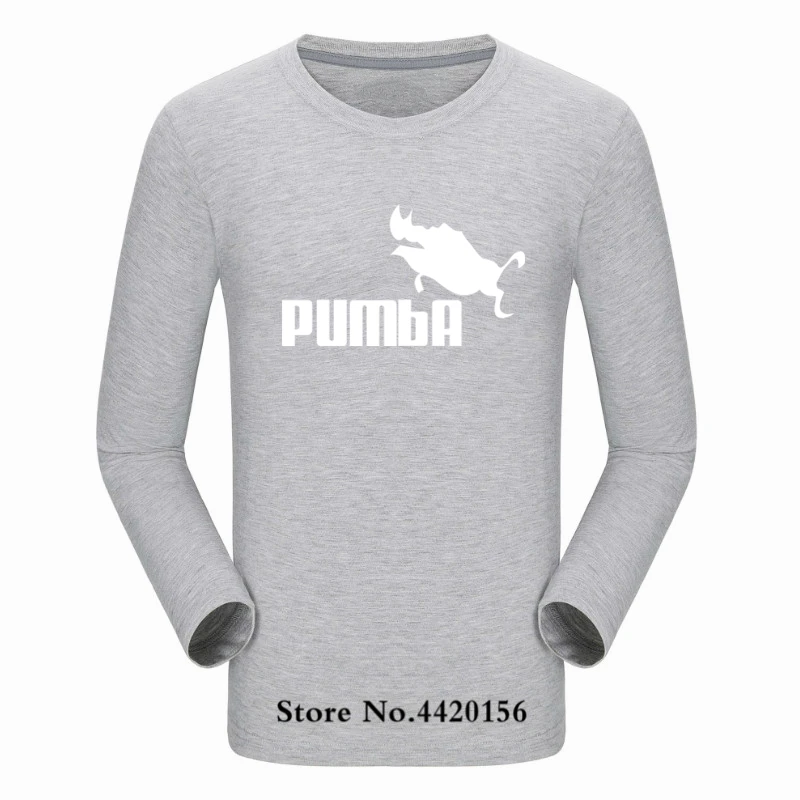 Популярная забавная футболка Tide, милые футболки Homme Pumba, мужские хлопковые топы с длинными рукавами, крутая футболка, Осенний Трикотажный костюм, модная футболка
