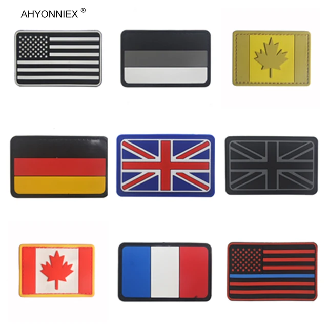 PVC 소재 미국 캐나다 프랑스 영국 독일 러시아 국기 패치, 전술 군사 3D 스티커, 청바지 의류 가방 배지 TOP 가격 비교