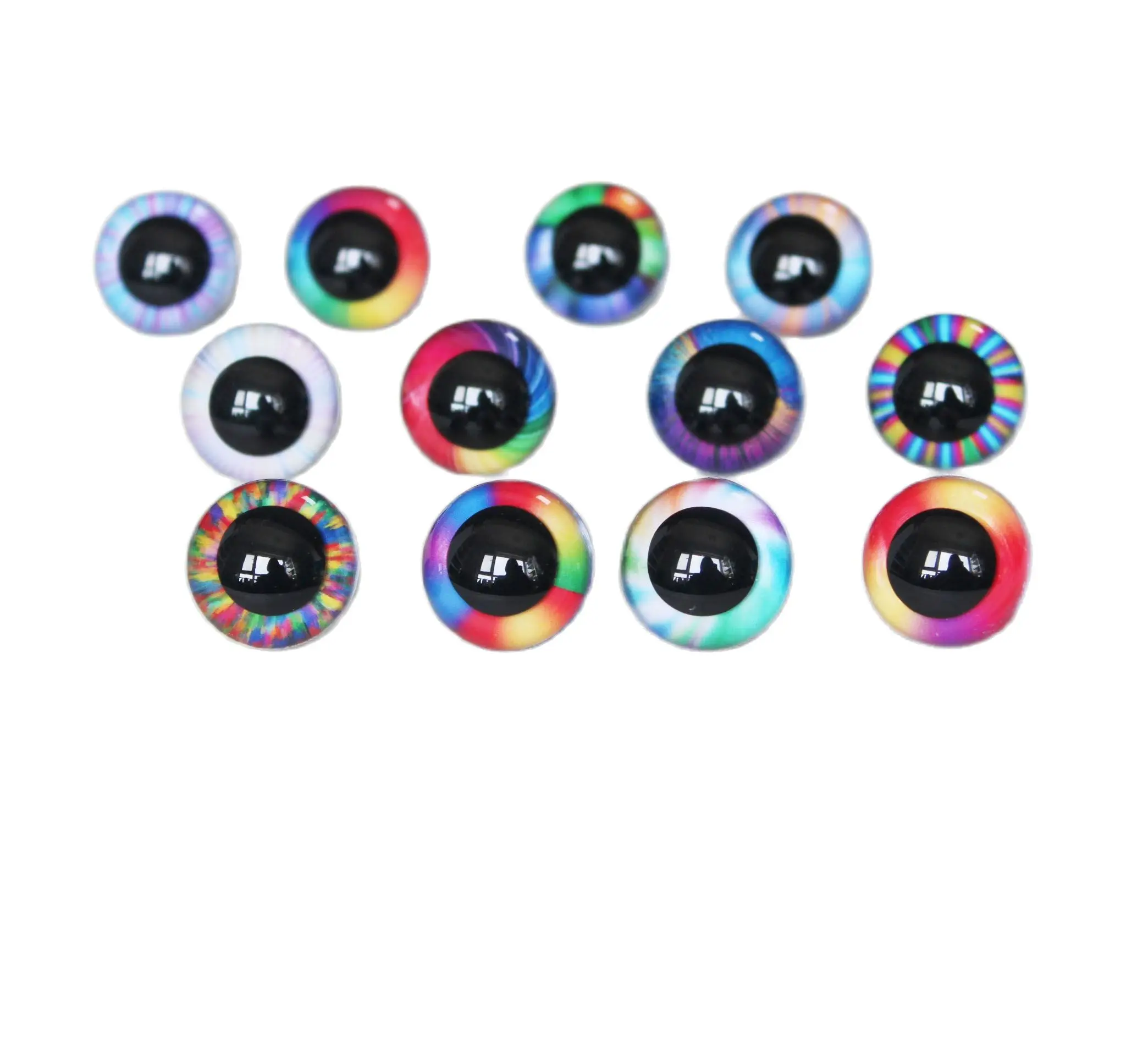 20PCS 9MM-20MM RAINBOW COLOR round toy safety eyes + washer for plush doll findings-size STYLE option -- R12