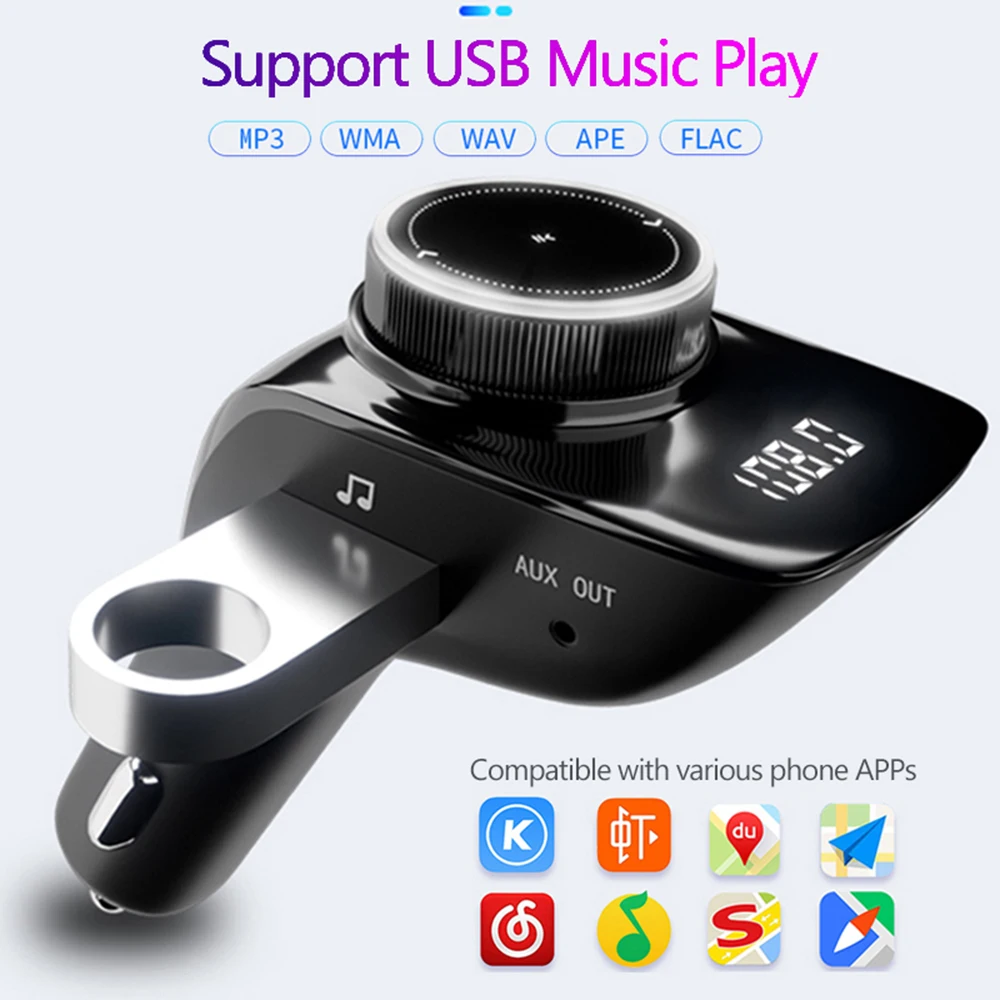 JINSERTA Bluetooth 5,0 fm-передатчик MP3 музыкальный плеер Радио адаптер громкой связи двойной USB Автомобильное зарядное устройство Поддержка AUX U диск плеер