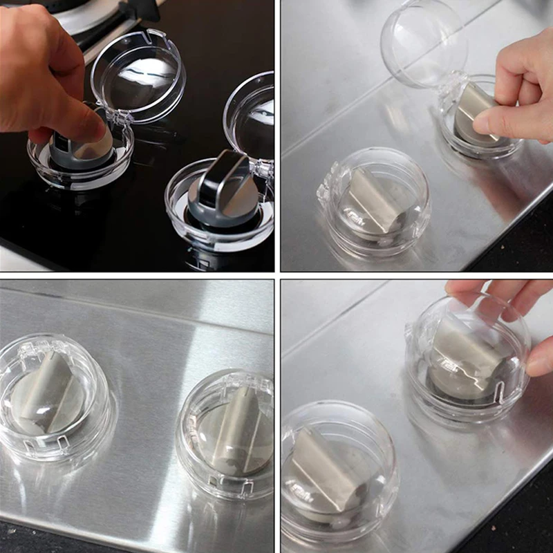 2 Protège-Boutons De Cuisinière Gaz Transparents - Sécurité Enfant Anti-Rotation, Résistant à 120°C