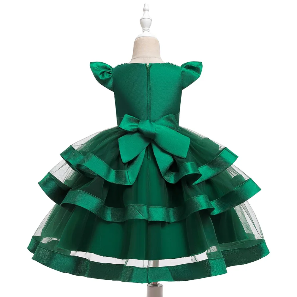 Hetiso/многослойное детское платье с бусинами для девочек; элегантное вечернее платье одежда для малышей vestido infantil; возраст 1-8 лет