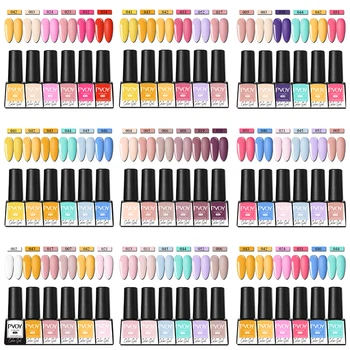 

PVOY 6pcs/Kit 60 colors UV Gel Nail Polish Set Color UV LED Nail Gel Varnish Semi Permanent Nail varnish Soak Off Glitter Gel