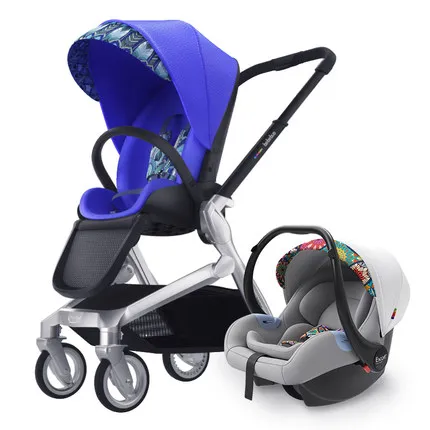 Luxurious Baby Stroller 3 in 1 Portable Travel Baby Carriage Folding Prams High Landscape Aluminum Frame Car for Newborn Baby