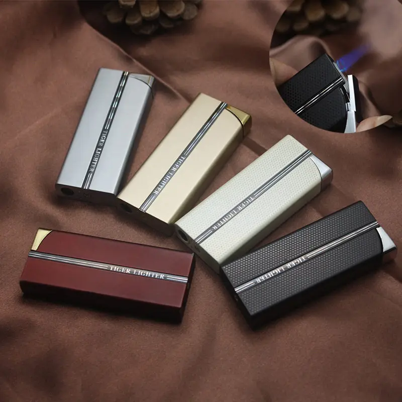 

Portable Gas Lighter Metal Lighters Inflatable Windproof Lighter Refillable Cigarette Lighter Cigar Butane Lighters Blue Flame