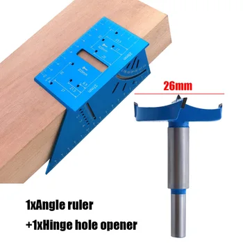 

1 Set Woodworking Multifunction Angle Ruler Marking Gauge 45/90 + Hinge Hole Opener 26mm/35mm High Quality