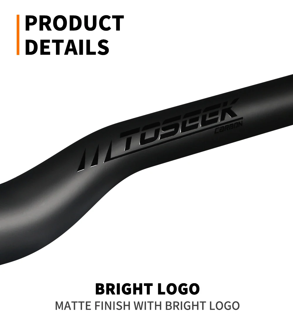 TOSEEK Carbon-Lenker für 25,4mm Vorbau, Klappbarer MTB-Kinderfahrrad-Lenker, Fahrradteile, Mattschwarz – Detail 9