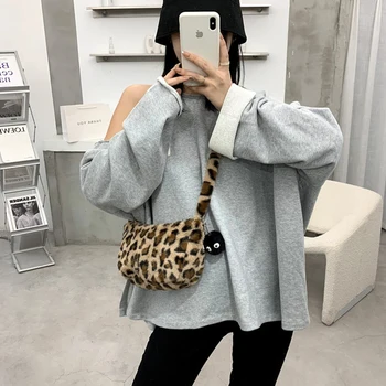 

Autumn Winter Women Shoulder Bags Zipper Female Crossbody Bag Leopard Fashion Crossbody Bag for Girl Casual Women Shoulder Bags