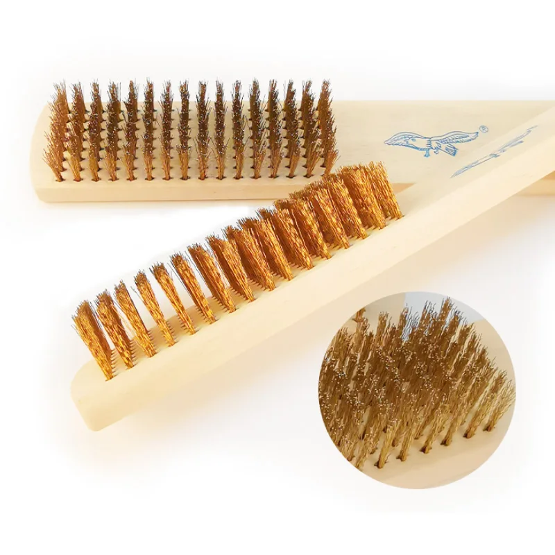 12 Pcs Row Wood Handle Brass Wire Brush Copper Brush for Industrial