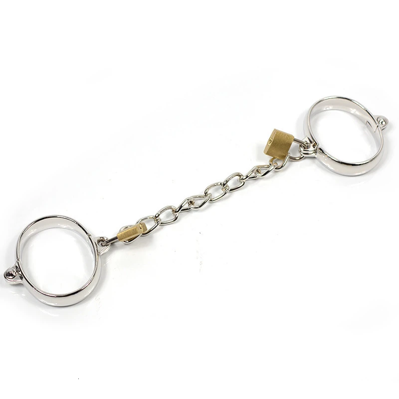 1 Pair Stainless Steel Female Male Handcuff Metal Ankle Cuffs Wrist Cuff For Couple bdsm Bondage Restraints Adult Game Sex Toys5