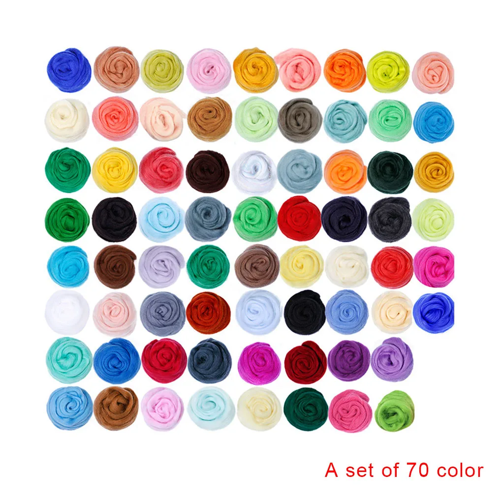 70 Colors 25/70 цветов войлочная пряжа ровинг набор иглы для валяния стартовый набор пенопластовый коврик художественные изделия Игла DIY войлочные инструменты - Цвет: 70 Colors