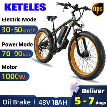 KETELES 1000W Electric Bike Plus Mountain Ebike for Men MTB Fat Tire Snow Bicycle 48V Motor 18AH High Quality Aluminum Alloy