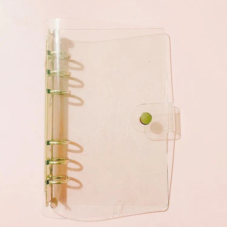 A5 A6 Kreative Nette Transparent 6-Ring Bunte Lose-blatt Hand Buch Student Notebook Ringbuch Kawaii Schule Liefert – Detail 13