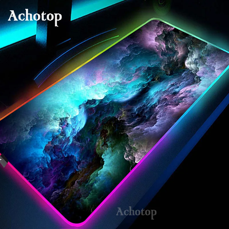 Игровой коврик для мыши Spac RGB игровой компьютерный с подсветкой большой XXL